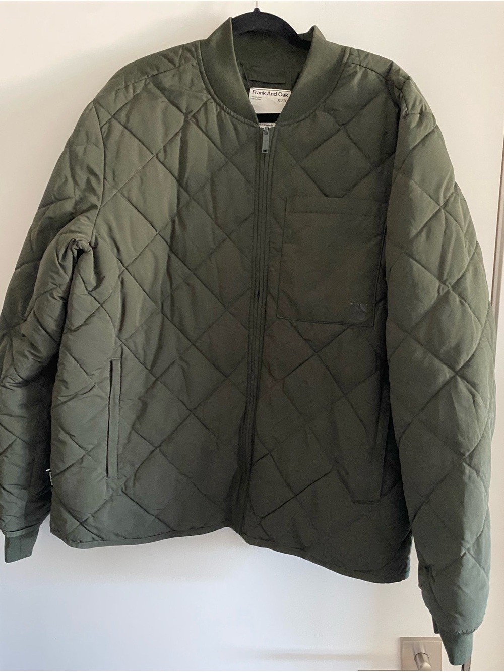 Frank And Oak Quilted Olive Green Reversible Jacket